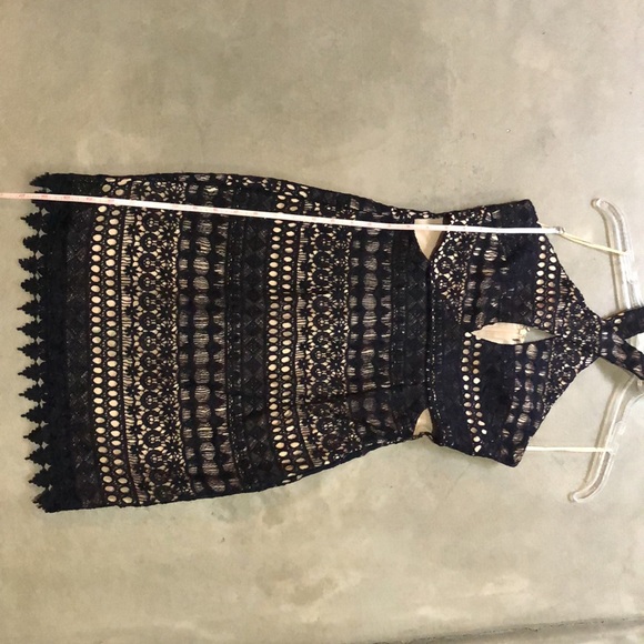 Deep Navy Crochet Lace Halter Dress - Picture 7 of 10